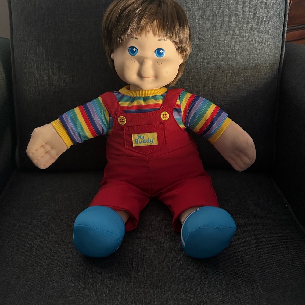 Colorful Doll with Red Overalls